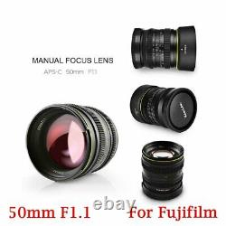 Kamlan 50mm F1.1 Single Fix Focus Manual Prime Lens FX Mount For Fujifilm Camera