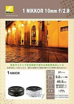 Nikon single focus lens 1 NIKKOR 10mm f / 2.8 white Nikon CX format only