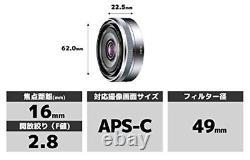SONY single focus lens E 16 mm F 2.8 Sony E mount for APS C SEL16F28