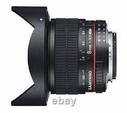 Samyang Single-Focus Fisheye Lens 8Mm F3.5 Nikon Ae For Aps-C Hood Detachable