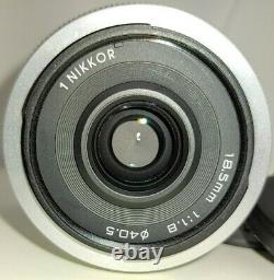 Exc+3 Nikon 1 Nikkor 18,5mm F/1.8 Lens Monofocus Argent Avec Casquettes Du Japon