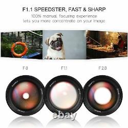 Kamlan 50mm F1.1 Manuel Fix Prime Single Focus Lens E Mount Pour Sony Mirrorless