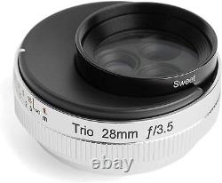 Lensbaby Objectif Monofocus Trio 28 28mm F3.5 Canon Rf Monture Pleine Taille Argent