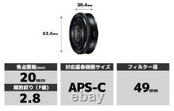 Nouveau! Lentille Monofocus Sony Sel20f28 E 20 MM F 2.8 Pour Montage Sony E Aps-c Japon
