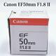 Objectif Canon à Focale Fixe Ef 50mm F1.8 Ii 785184