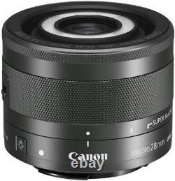 Objectif Macro Canon EF-M28mm F3.5 IS STM pour appareil photo sans miroir SLR compatible avec mise au point unique.