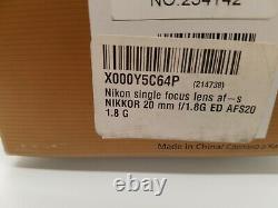 Objectif Monofocus Nikon Af-s Nikkor 20mm F / 1.8g Ed Afs20 1.8g
