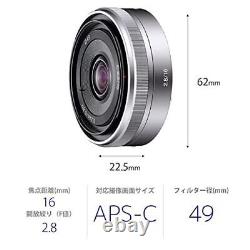 Objectif à focale fixe grand angle Sony Aps-C E16Mm F2.8 authentique pour appareil photo numérique à objectif unique