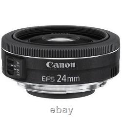 Objectif grand angle à focale fixe Canon EF-S 24mm f/2.8 STM compatible avec les appareils APS-C, fabriqué au Japon.