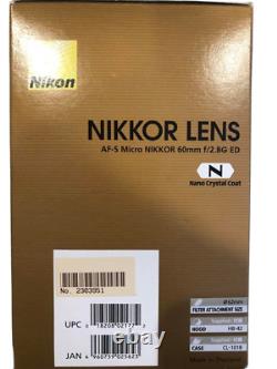 Objectif macro à mise au point unique Nikon AF-S MICRONKR 60F2.8G ED IF avec lentille asphérique