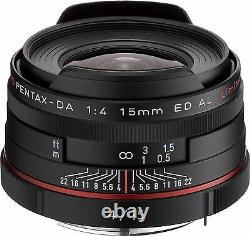Pentax Super-wide-angle Single Focus Lens Hd Da 15mm F4 Ed Al Limited Black New