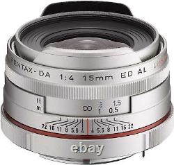 Pentax Super-wide-angle Single Focus Lens Hd Da 15mm F4 Ed Al Limited Silver Ems