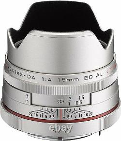 Pentax Super-wide-angle Single Focus Lens Hd Da 15mm F4 Ed Al Limited Silver Nouveau