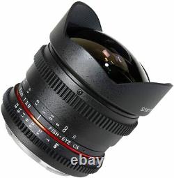 Samyang Objectif Monofocus Fisheye Pour Vidéo Vdslr 8mm T3.8 Pour Montage Nikon F Ae